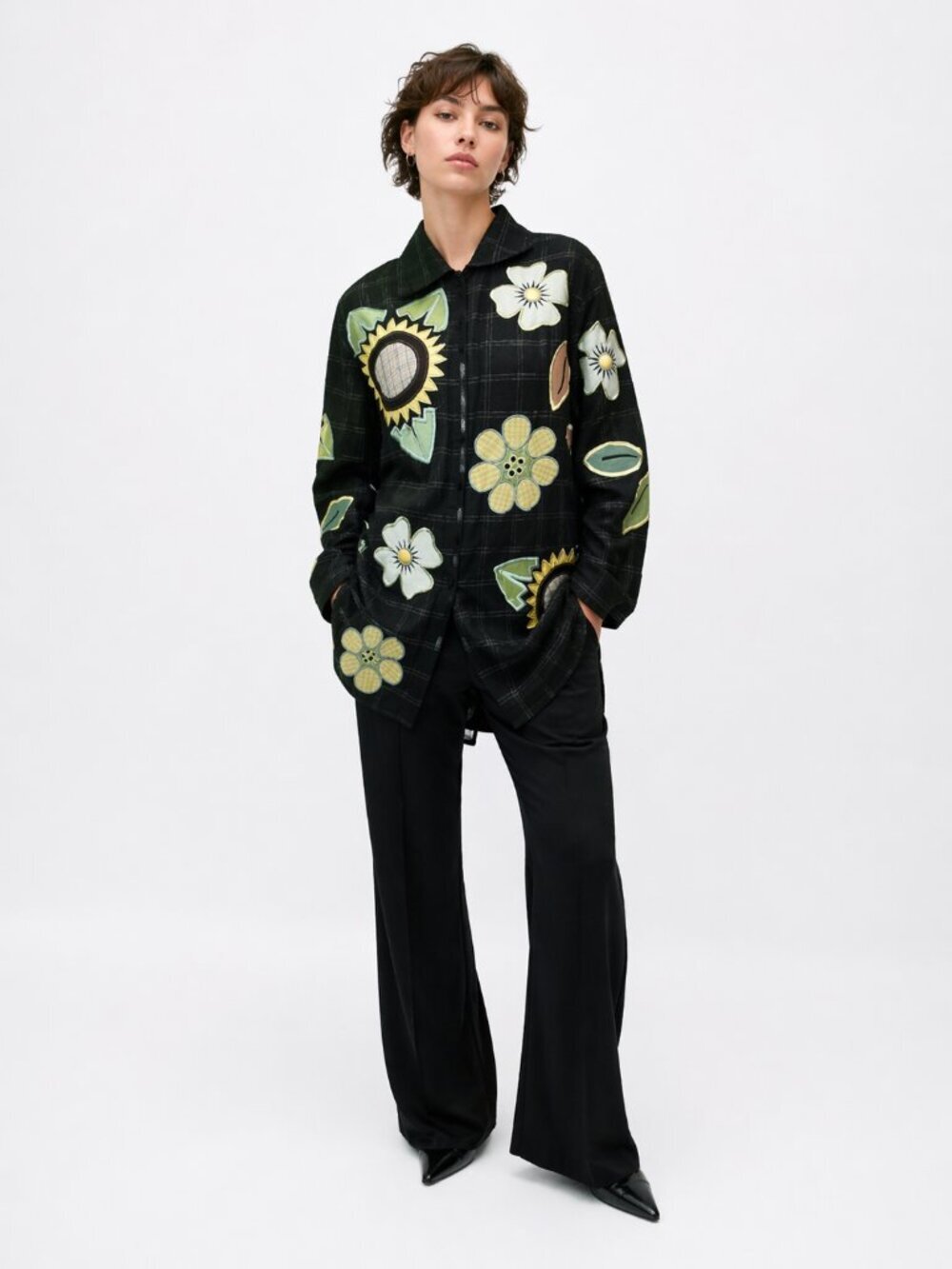 Vintage CHRISTIAN FRANCIS ROTH 100% Linen Floral Embroidered Jacket